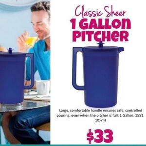 Tupperware Deep Blue 1 Gallon Pitcher
